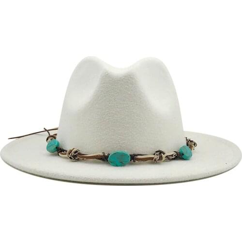 New Men Women Wide Brim Wool Felt Fedora Panama Hat with Belt Buckle Jazz Trilby Cap Party Formal Top Hat In Pink,black X XL