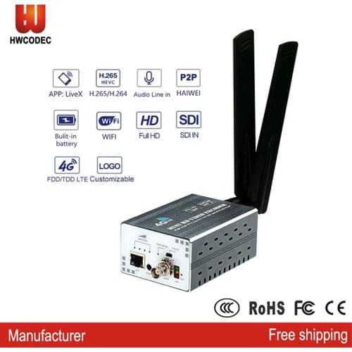 HWCODEC H9P Wireless RTMP H.265/H.264 Full HD 1080P SDI MPEG4 Video Eoncoder 4G WiFi SDI to IP Audio TV Streaming Encoder