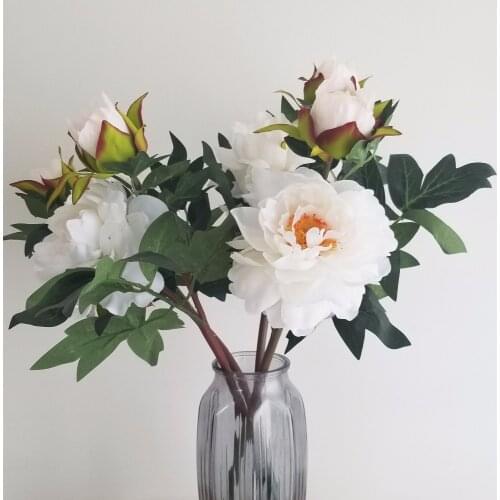 Big Peony Artificial Flowers Bouquet Flowers with Bud Top Fake Flowers for Home Wedding Decoration indoor 1 bundle