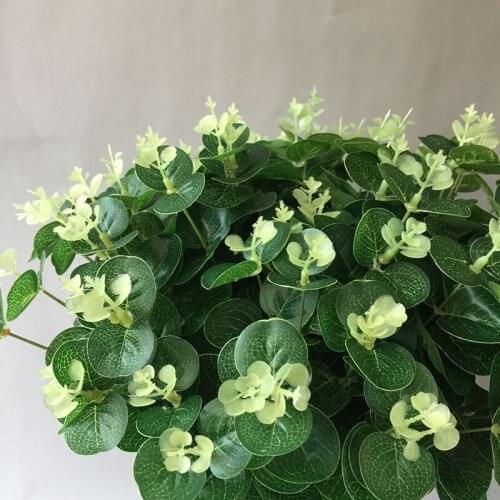 Artificial eucalyptus leaf Green plant branch Flower arranging accessories money leaves DIY wedding home garden decor plant 1pc