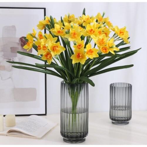 Tulip Artificial Flower Real Touch Artificial Bouquet Daffodil Fake Flower for Wedding Decoration Flowers Home Decor Yellow