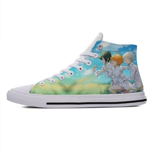 The Promised Neverland Anime Cartoon Novelty Design Lightweight High Top Canvas Shoes Men Women Casual Breathable Sneakers