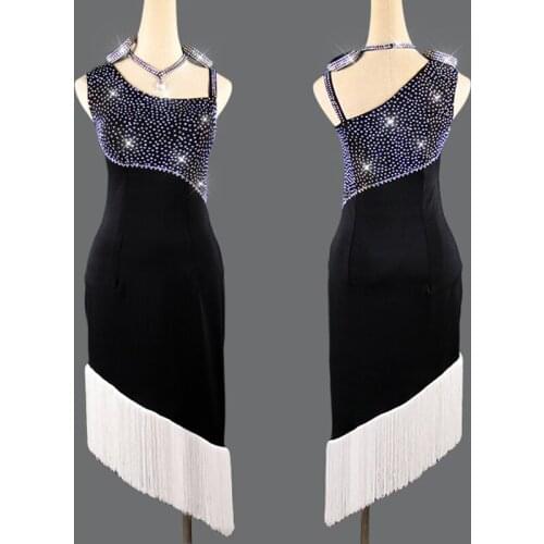 Latin Dance Dress Women Dance Wear White Fringe Dance Skirt Vestidos De Flecos Ladies Dancing Clothes Latin Practice Wear VDB691