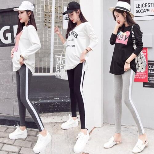 Pregnant Women Leggings Shorts For Maternity Pants Stripes Premama Clothes Tight Spring 2021 Fashion