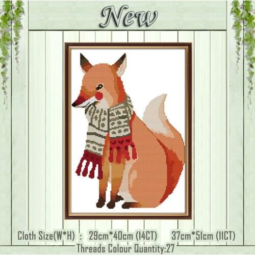 A fox surrounded by a scarf decor painting Counted print on canvas DMC 14CT 11CT DMC Cross Stitch Needlework kits Embroidery Set