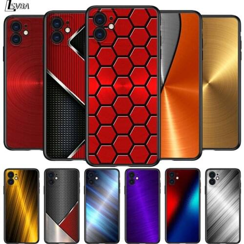 Red Blue Brushed Metal for Apple iPhone 12 Pro Max Mini 11 Pro XS Max X XR 6S 6 7 8 Plus 5 5S SE2020 Black Phone Case