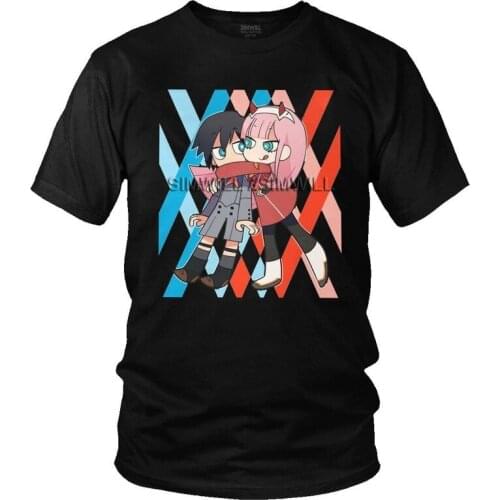 Vintage Darling In The Franxx T-Shirts Men Fashion T Shirts Short Sleeve Hiro and Zero Two Tshirt 100% Cotton Tee Tops Clothing