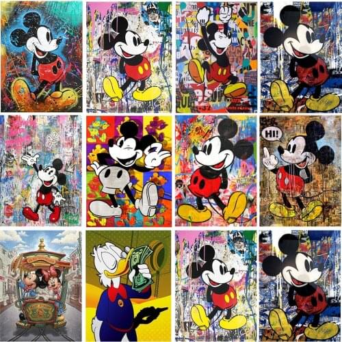 5D DIY Disney Graffiti Art Mickey Mouse Donald Duck Diamond Painting Cross Stitch Kits Diamond Embroidery Full Home Decor