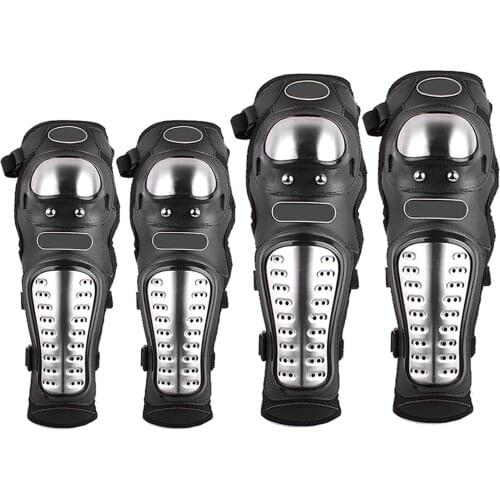 4Pcs/Set Motorcycle Kneepad Stainless Steel Moto Elbow Knee Pads Motocross Racing Protective Gear Protector Guards Kit