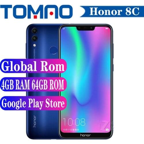 Official Global ROM Honor 8C 3 Slots Face ID 6.26” Snapdragon 632 Octa Core Front 8.0MP Dual Rear Camera 4000mAh Multi-language
