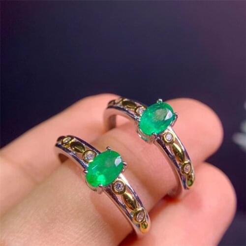 Shop promotion specials, natural emerald ring, clearance, 925 silver, size can be customized