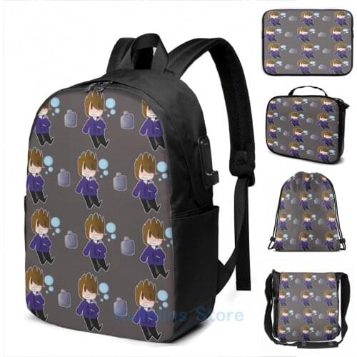 Funny Graphic print Eddsworld Tom USB Charge Backpack men School bags Women bag Travel laptop bag