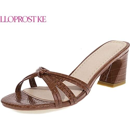 Lloprost ke Casual Womens Shoes Slippers Outdoor 2021 Summer New Fashion Open Toe Thick High Heel Sandals big size 34-43 beige