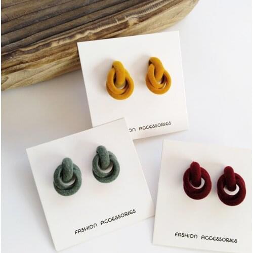 2020 red green yellow drop earrings hot selling geometry women flocking velvet earrings birthday party gifts fashion jewelry