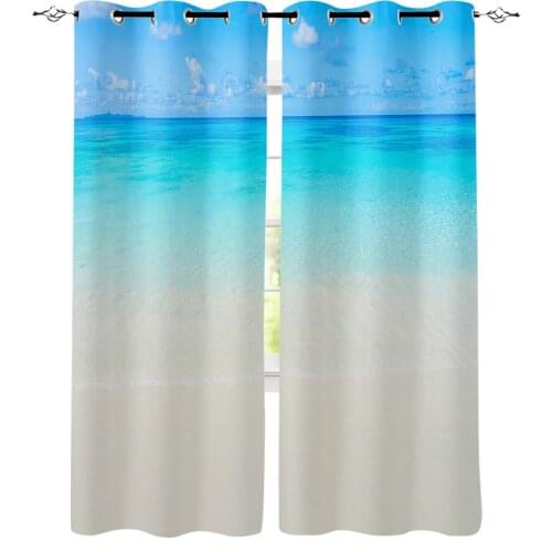 Blue Ocean Landscape Blackout Curtains for Children Kids Home Decor Bedroom Living Room High Shading Window Curtains