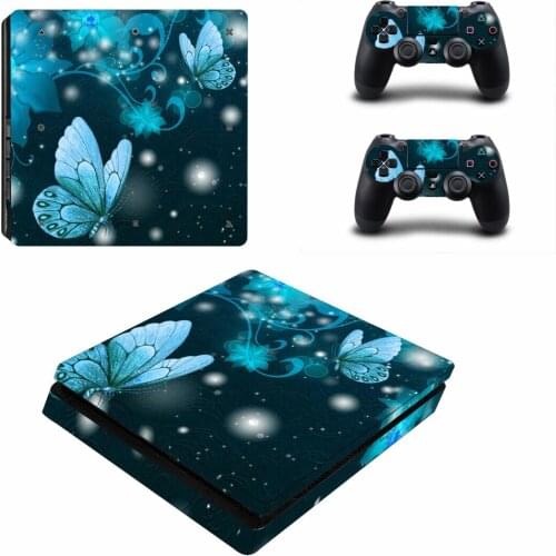 Butterfly Style PS4 Slim Skin Sticker for Sony Playstation 4 Slim Console & 2 Controllers Decal Vinyl Protective Skins Style 10