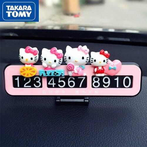 TAKARA TOMY Fashion Cute Cartoon Hello Kitty Car Temporary Stop Sign Simple Luminous Car Phone Card Move Car Card Stop Sign