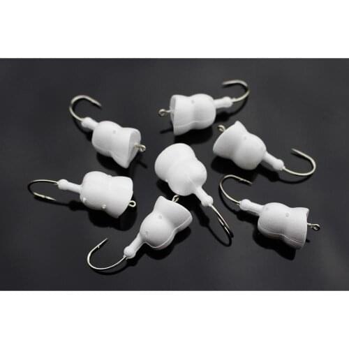 Tigofly 12 pcs/lot Hard Foam Head Hook Frog White Plain DIY Popper Topwater Floating Fly Fishing Tying Materials Flies Lures