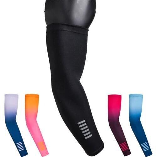 Outdoor Sports Cycling Arm Warmer Ice Fabric Breathable UV Protection Running Arm Sleeves Fitness Basketball Elbow Pad Sport Arm