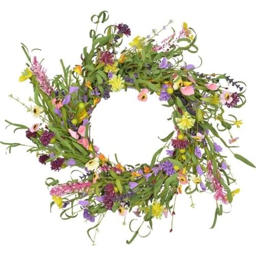 20Inch Floral Wreath Artificial Flower Wreath Spring and Summer Wreath for Front Door Home Garden Party Wedding Decor