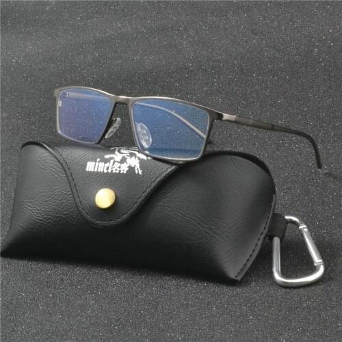 High quality mens square photochromic reading mirror brand designer classic metal progressive reading glasses with box NX