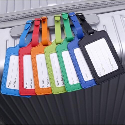 1Pc Colorful PU Leather Luggage Tag Cover Boarding Pass Suitcase ID Address Holder Baggage Boarding Label Travel Accessories