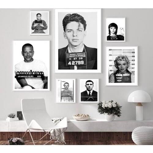 Celebrity Mugshot Prints Famous Felon Photos Poster HD Black White Vintage Canvas Painting Photography Wall Art Room Decor Gift