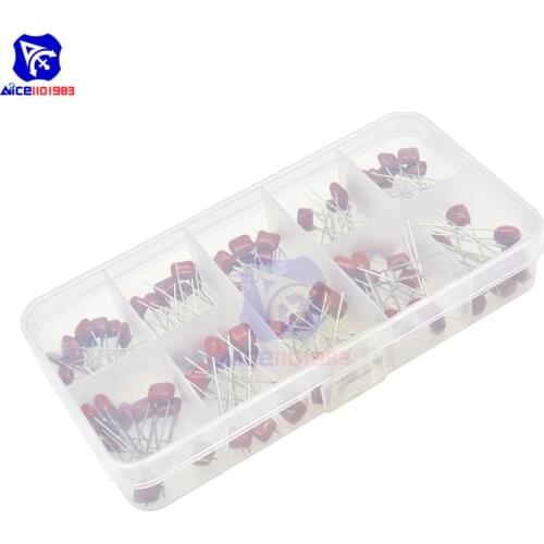 Diymore 100PCS 10 Value Capacitance 1nF 4.7nF 10nF 47nF 100nF 470nF CBB Metallized Polypropylene Film Capacitors Assortment Kit