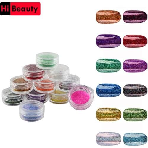 12 Colors Fashion 3D Nail Design Glitter Decoration Sequins Powder Gel Colorful Sugar Pigment Mix Dust Polish Kit Set Tools