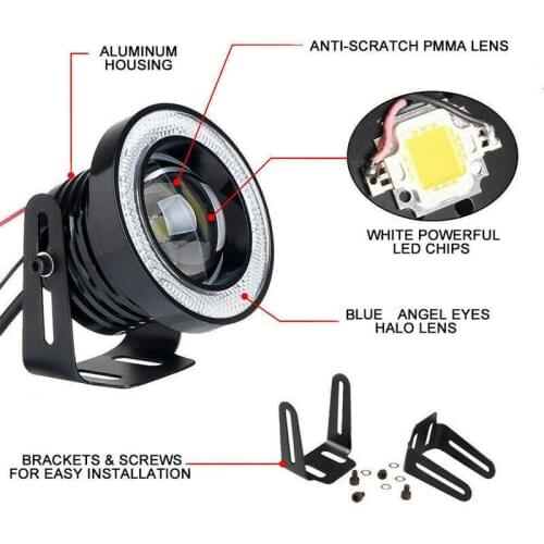 2.5'' 15W Car COB Light LED Fog Light White Angel Eye DRL Driving Projector Signal Bulbs Fog Lamps Auto Tuning Car Lamp