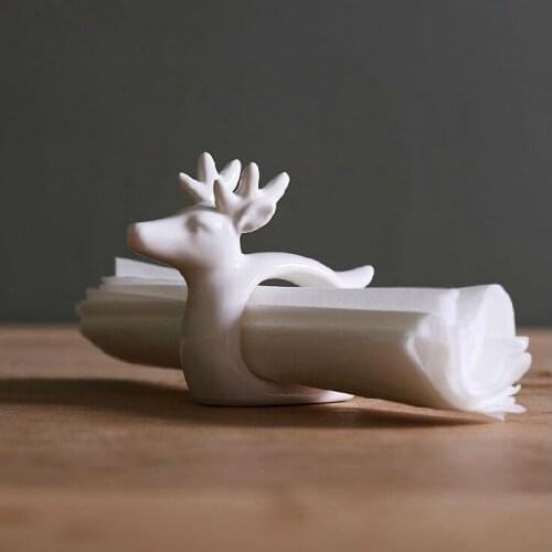 2pcs creative ceramic ring paper towel napkin holder Ornaments elk hotel dining table decor Birthday party deecoraitons