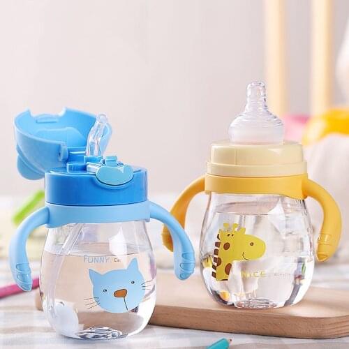320ml Tritan Baby Feeding Cup Hot-Sale High Quality Leak-Proof Durable Sippy Cup with Straw and Non-slip Handle with 2 Lids