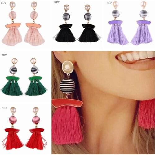 5 colors FIRENZE FRINGE DROPS earrings fashion women statement MULTICOLOURED POMPOM EARRINGS for women