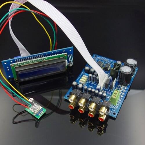 M62446 6 Channel Remote Control Volume Control Preamplifier LCD Display 5.1 Audio Volume Preamp NE5532 OP AMP For Amplifier