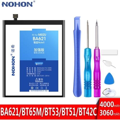 NOHON BA621 BT42C Battery For Meizu Meilan M2 M5 Note M6 2 5 6 BA721 Note2 Note5 Replacement Bateria Lithium Polymer Batteries