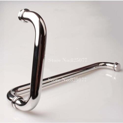 Free Shipping frameless shower door handle L shape 304 stainless steel mirror L handle length 450mm HM149