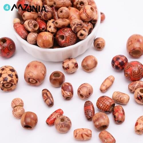 30/50/100pcs/lot Vintage Big Hole Natural Wood Beads Fit Bracelet Necklace Charm Loose Wood Spacer Beads For Diy Jewelry Making