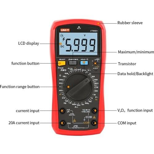 Digital Multimeter True RMS Manual Range AC DC Frequency Capacitance Temperature Tester Backlight