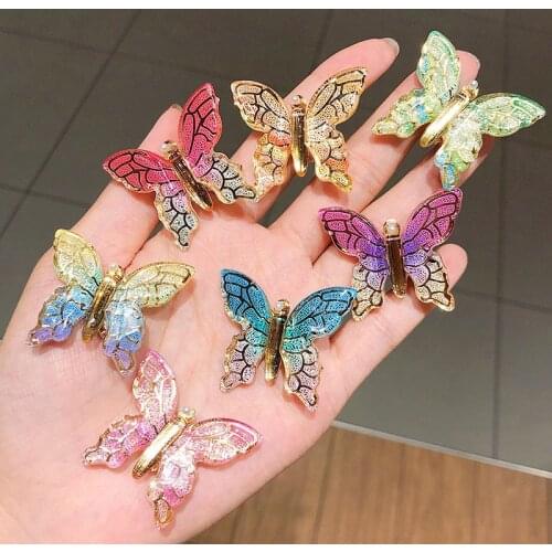 Korean Fashion Colorful Dream Butterfly Cartoon Hairpin Children Hair Clips For Hair Barrettes Headband Hair Accessories Gift