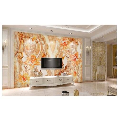 Customized 3d photo wallpaper 3d TV wallpaper murals royal flower marble wall in the background living room wallpaper decration