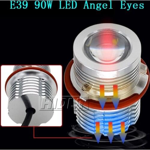 HIDLT 1 Set White Yellow 90W LED Angel Eyes Halo Ring LED Marker Light Bulb For BMW E39 E60 E61 E63 E64 E65 E66 E83 E87 X3 X5