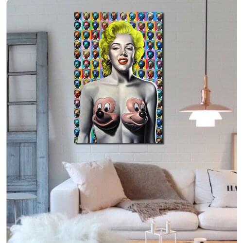 JQHYART Ron English Marilyn Modern Home Decor Oil Painting Wall Pictures For Living Room Paintings On Canvas No Frame