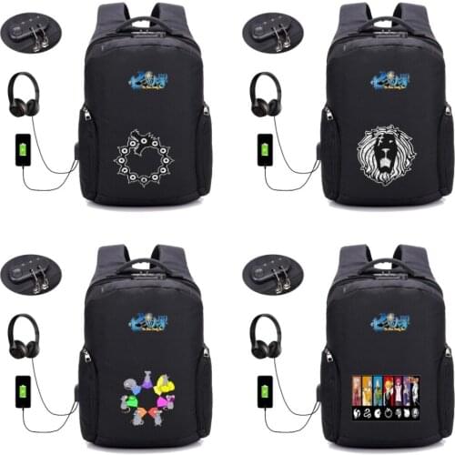 Anime The Seven Deadly Backpacks USB Charging Anti-theft Backpack Teenagers Laptop bag men women laptop bag School Rucksack