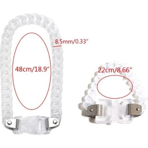 2Pcs Cool Acrylic Wide Chain Buckle Bracelet Necklace Rock Punk Transparent Chain Chunky Choker Necklace Fashion Jewelry