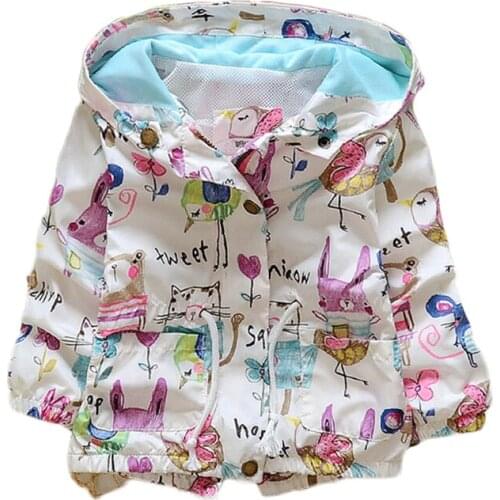 Coat for girl 2017 New Brand Girl Clothing Baby Girl Flowers Hoodie Jacket Autumn Flower Pattern Zipper jacket for girls 3-8Y