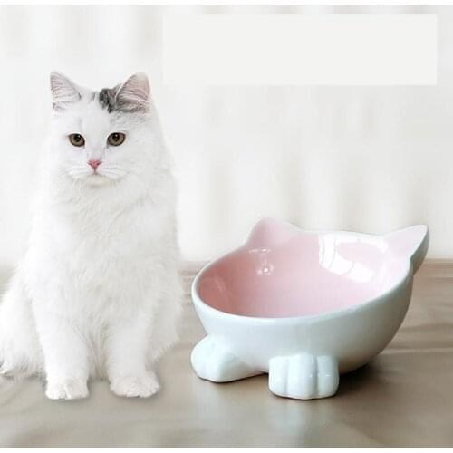 Pet Bowl Cute Cartoon Pet Feeder High-foot Single Mouth Skidproof Ceramic Dog Cat Food Bowls Pets Drinking Feeding Container