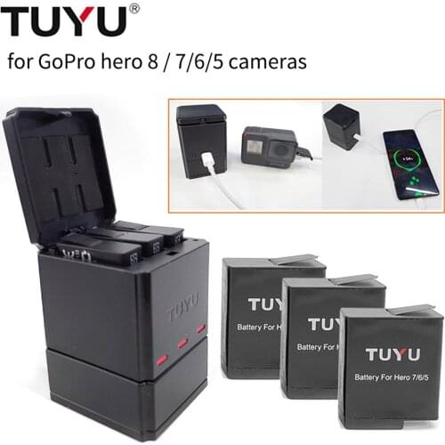 TUYU mobile power charging treasure hero For GoPro hero 8/7 / 6/5 black camera battery triple charger phone charging