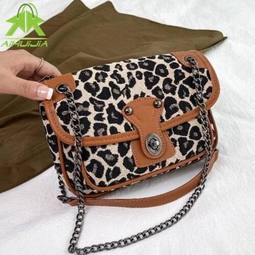 Fashion Leopard Handbag for Woman High Quality Pu Patchwork Shoulder Bags New Luxury Chain Multifunction Female Messenger Bag