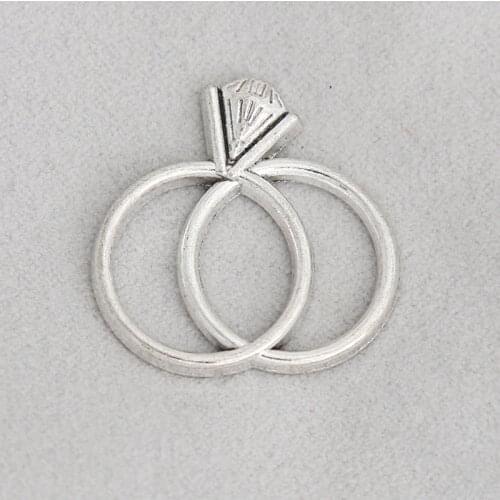 RAINXTAR Fashion Alloy Wedding Rings Charms For Lover 10pcs 25*25mm AAC1358