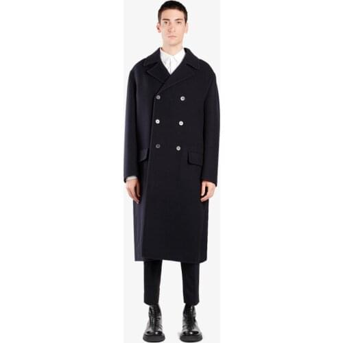 S-7XL!!2020 Classic simple black double-breasted woollen coat for men